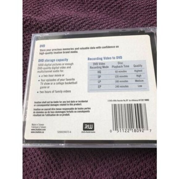 Imation DVD + RW Video, Photos, Data 3 Discs 4x 2 Hours New - Picture 3 of 3